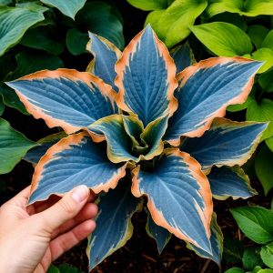 Хоста Океан Вью купить по цене от 960р. в интернет-магазине «Посадика» с доставкой почтой в в Ахтубинске и по всей России – [изображение №1].